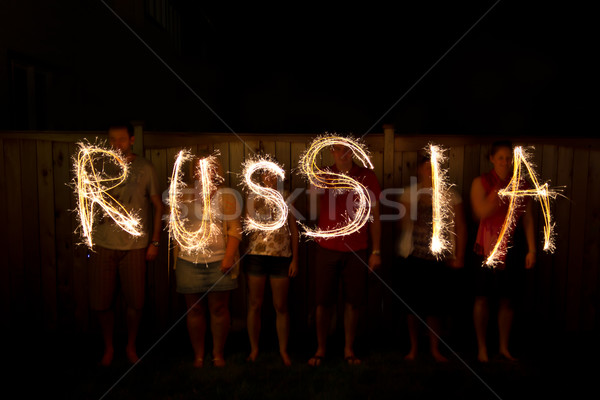 The word Russia in sparklers time lapse photography Stock photo © bigjohn36