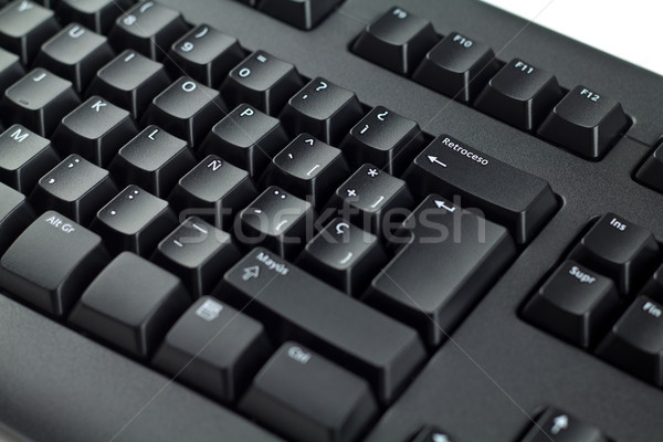 Negru tastatură spaniol pc culoare Imagine de stoc © BigKnell