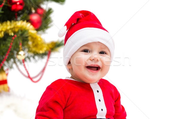 Crăciun copil fericit zâmbitor roşu Imagine de stoc © BigKnell