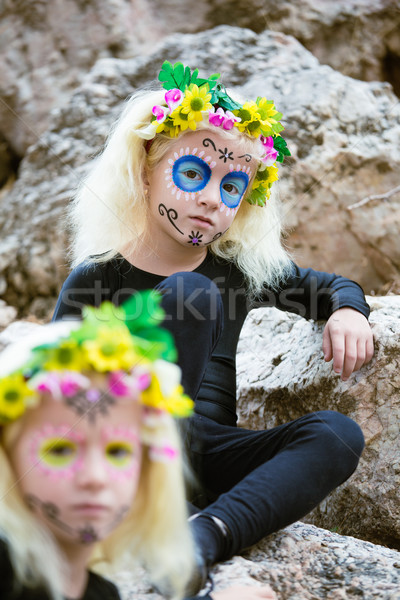 Halloween twin sisters outdoors Stock photo © BigKnell