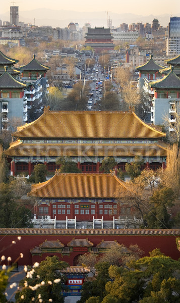 Jinshang Park Looking North at Drum Tower Beijing China  Vertica Stock photo © billperry