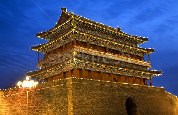 Cancello uomini piazza Pechino Cina notte Foto d'archivio © billperry