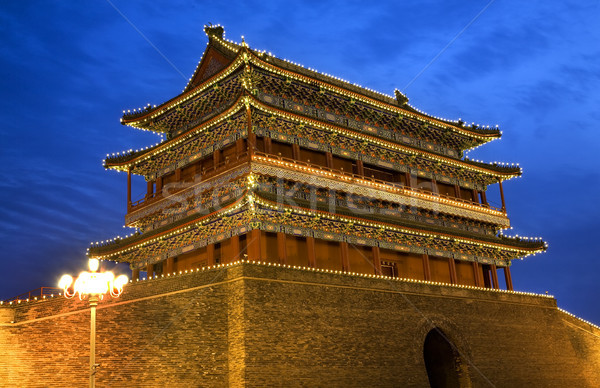 Poort mannen vierkante Beijing China nacht Stockfoto © billperry