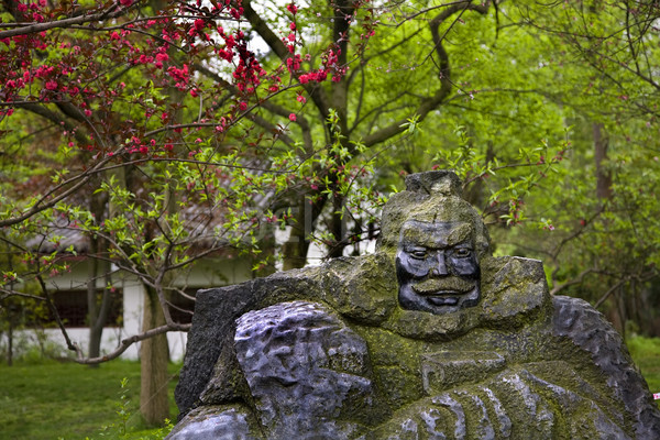 Old Zhang Fei Statue Peach Blossoms Wuhou Three Kingdoms Temple Stock photo © billperry
