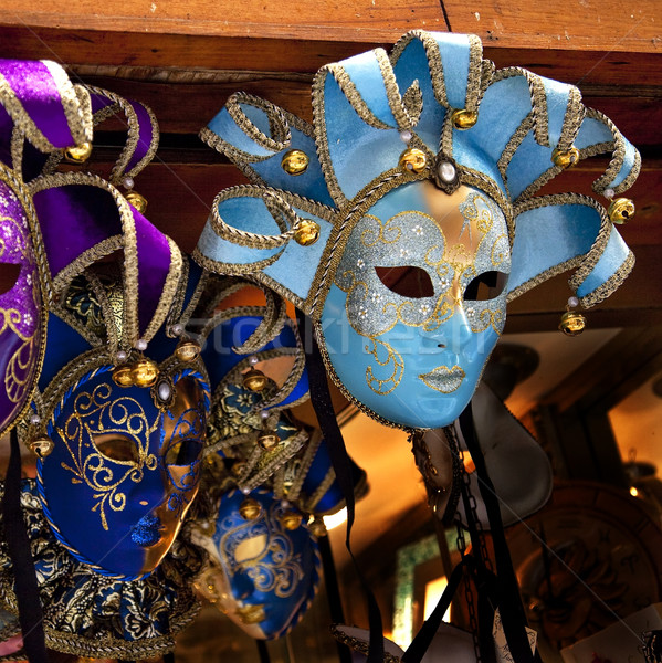 Stockfoto: Blauw · venetiaanse · maskers · Venetië · Italië · gebruikt