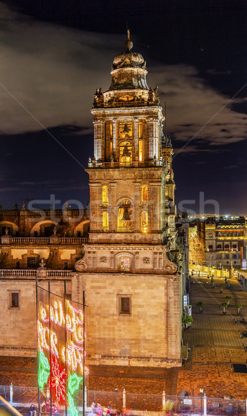 Metropolitan Cathedral Zocalo Mexico City Mexico Christmas Night Stock photo © billperry