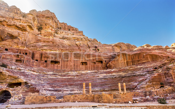 Red Carved Amphitheater Theatre Siq Petra Jordan  Stock photo © billperry