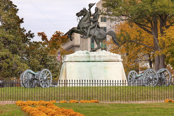 Jackson Statue Canons Lafayette Park Autumn Pennsylvania Ave Was Stock photo © billperry
