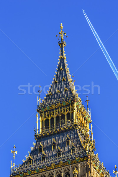 Big Ben Tower Top Plane Houses of Parliament Westminster London  Stock photo © billperry