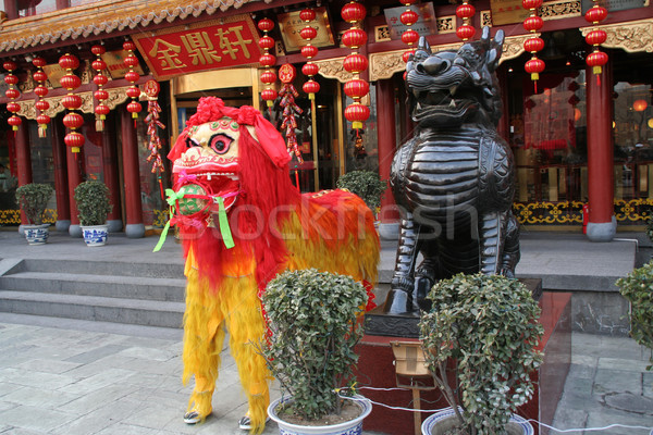 Chinese Lunar New Year Decorations Outside Restaurant Stock photo © billperry