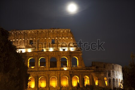 Foto stock: Coliseo · luna · estrellas · Roma · Italia · noche