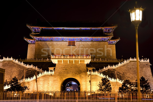 Zhengyang Gate with Streetlight Tiananmen Square Beijing China N Stock photo © billperry