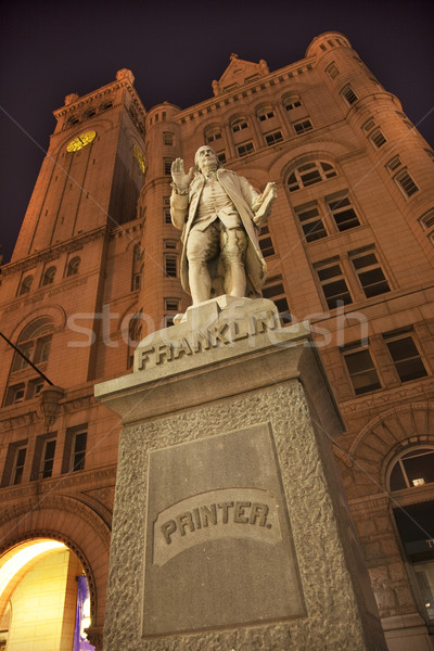 Benjamin Franklin Statue Old Post Office Building at Night with  Stock photo © billperry