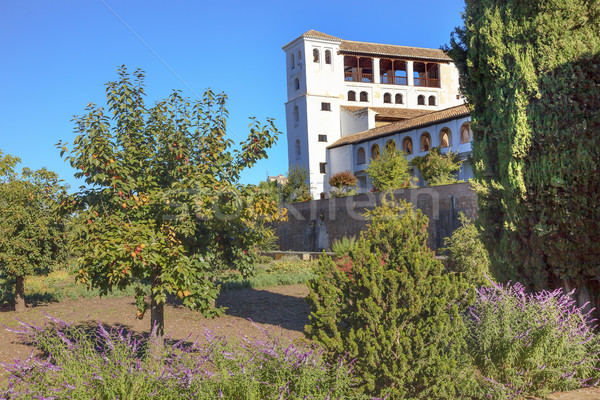 Generallife Alhambra White Palace Orange Tree Garden Granada And Stock photo © billperry
