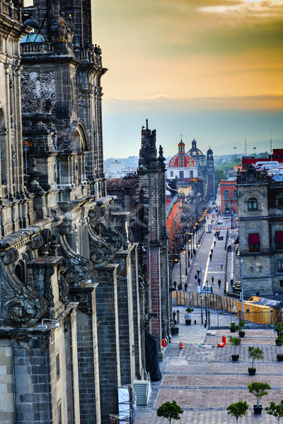 собора улиц Мексика окрашенный центр Сток-фото © billperry