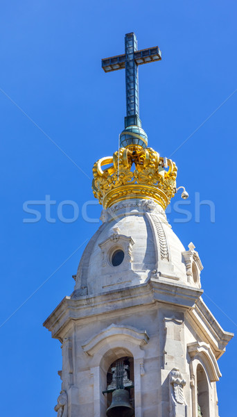 Bell Tower Golden Crown Basilica of Lady of Rosary Fatima Portug Stock photo © billperry