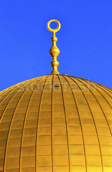 Złoty kopuła rock meczet świątyni Zdjęcia stock © billperry