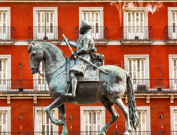 Király lovas szobor városkép Madrid híres Stock fotó © billperry