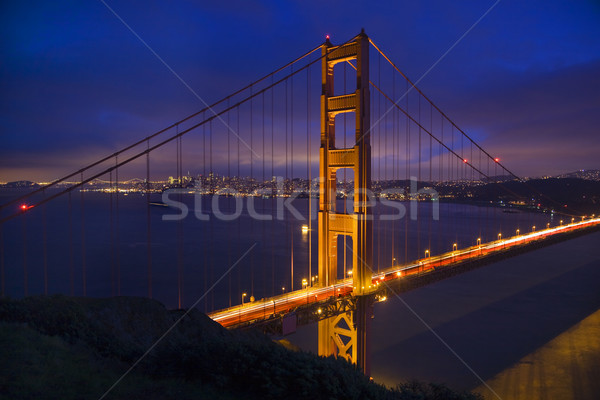 Сток-фото: Золотые · Ворота · высокий · вечер · фары · Сан-Франциско · Калифорния