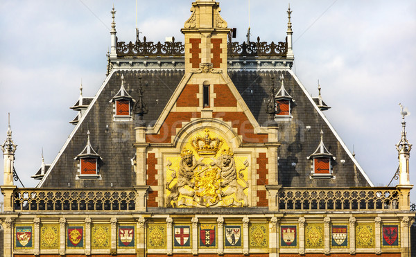 Dutch Coat of Arms Central Train Station Symbol Amsterdam Hollan Stock photo © billperry