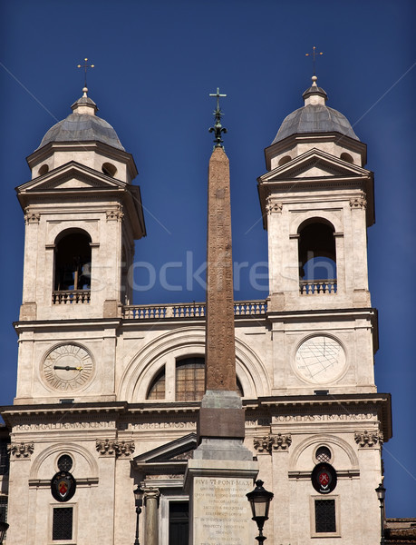 Trinita dei Monti French Church Spanish Steps Obelisk Rome Italy Stock photo © billperry
