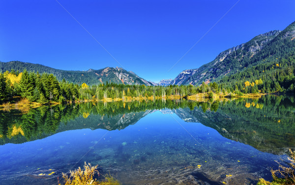 Gold Lake Reflection Mt Chikamin Peak Snoqualme Pass Washington Stock photo © billperry