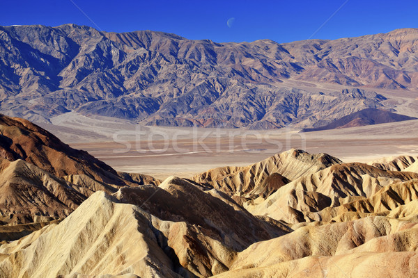 Moon Over Zabruski Point Death Valley National Park California Stock photo © billperry