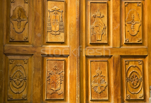 Golden Wood Church Door Mexico Stock photo © billperry