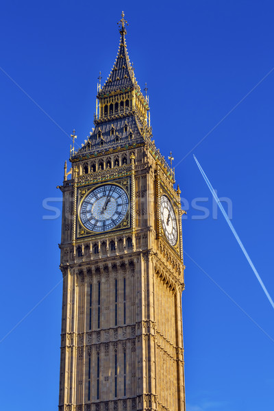 Big Ben Tower Plane Houses of Parliament Westminster London Engl Stock photo © billperry