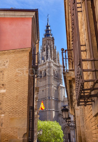 Cattedrale torre stretta strade Spagna bandiera spagnola Foto d'archivio © billperry