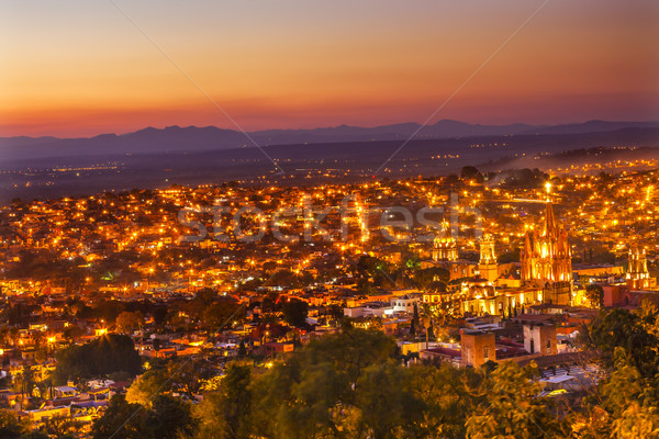 San Miguel de Allende Mexico Miramar Overlook Sunset Parroquia Stock photo © billperry