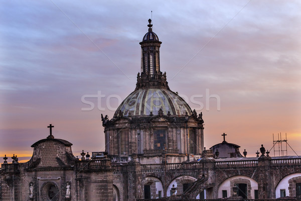 Metropolitan Cathedral Dome Zocalo Mexico City Sunrise Stock photo © billperry