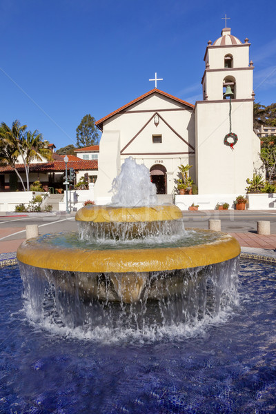 Mexican Tile Fountain Garden Mission San Buenaventura Ventura Ca Stock photo © billperry