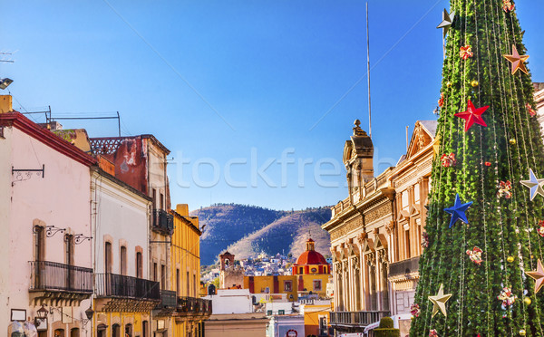 Stockfoto: Kleurrijk · straat · christmas · decoraties · boom · Mexico