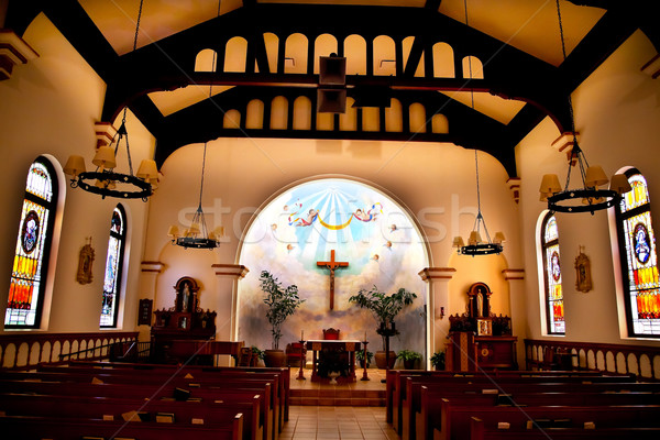 Altar interior atravessar igreja velho San Diego Foto stock © billperry