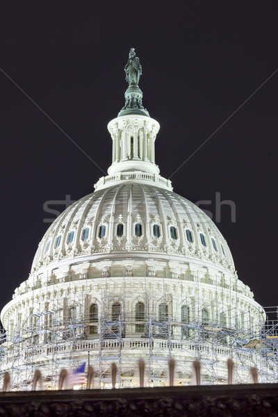 US Capitol North Side Dome Construction Close Up Flag Night Star Stock photo © billperry
