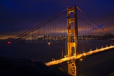 Золотые Ворота ночь фары Сан-Франциско Калифорния небе Сток-фото © billperry