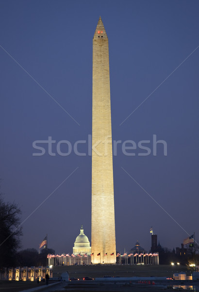 Washington Monument wieczór Washington DC zamek świat wojny Zdjęcia stock © billperry
