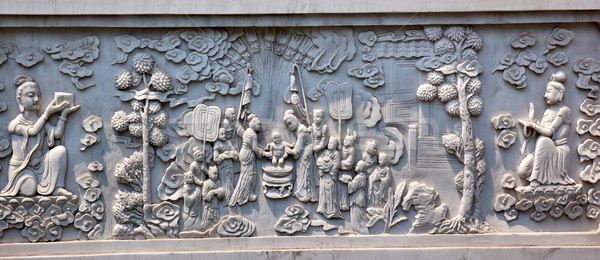 Pedra budista painel templo Xangai China Foto stock © billperry
