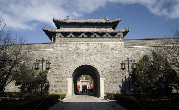 City Wall Gate Qufu China Entrance to Confucius Temple Stock photo © billperry