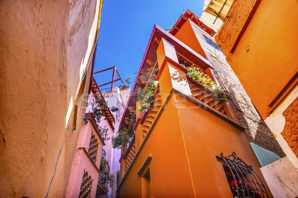 Kiss Alley Colored Houses Guanajuato Mexico Stock photo © billperry
