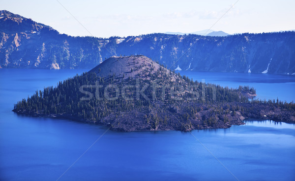 Wizard Island Crater Lake Blue Sky Oregon Stock photo © billperry