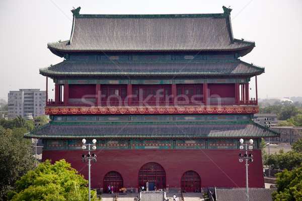 Kırmızı davul kule Pekin Çin eski Stok fotoğraf © billperry