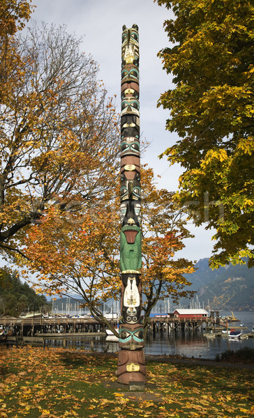 Fall Colors Totem Pole Horseshoe Bay Vancouver BC Canada Stock photo © billperry