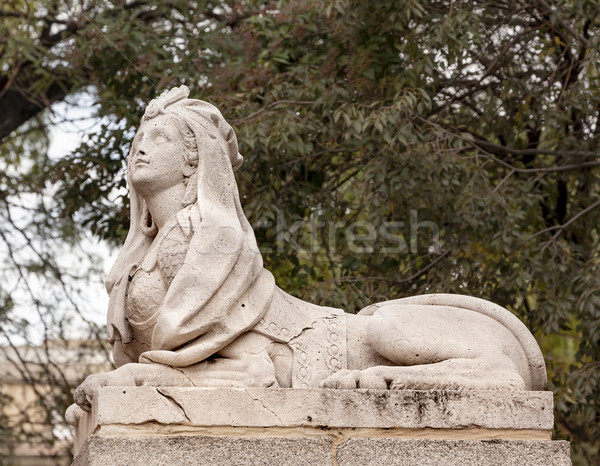 Egyptian Female Sphinx Stone Statue Retro Park Madrid Spain Stock photo © billperry