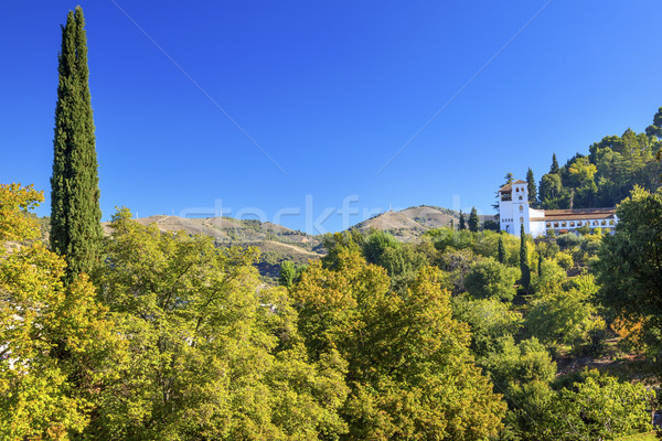 Generallife Alhambra White Palace Trees Garden Granada Andalusia Stock photo © billperry