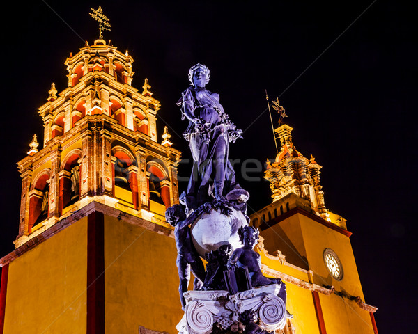 Paz Peace Statue Our Lady Basilica Night Guanajuato Mexico  Stock photo © billperry
