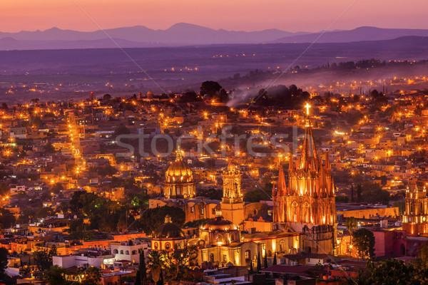 San Miguel de Allende Mexico Miramar Overlook Sunset Parroquia Stock photo © billperry