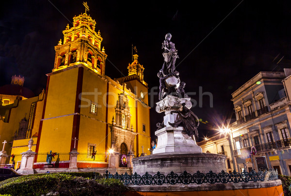 Paz Peace Statue Our Lady Basilica Night Guanajuato Mexico  Stock photo © billperry