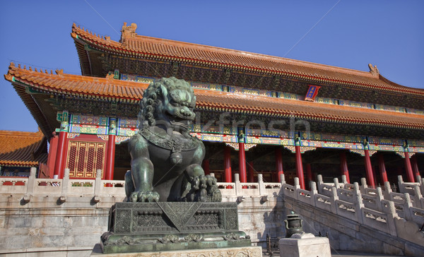 Dragon Bronze Statue Tai He Men Gate Gugong Forbidden City Palac Stock photo © billperry